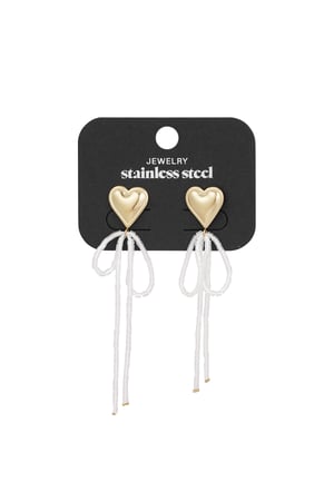 Earrings bow to my heart - white Gold color h5 Picture3